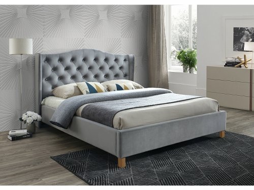 Двуспальная кровать Signal Aspen Velvet  180x200 серый
размер 216X189X114H