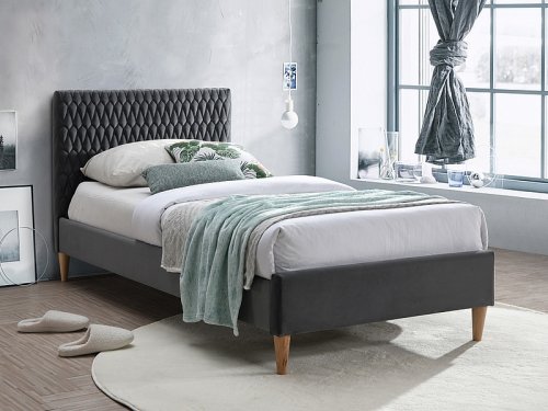 AZURRO Ліжко односпальне VELVET 90 колір сірий BLUVEL 14
розмір 90х200 см
