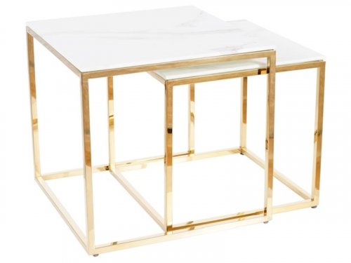 GLORIA Комплект столів журнальних (2 шт )
колір золото й біла стільниця