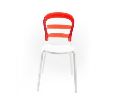Стілець DIP (Червоний+Білий).
Верх стільця виконаний із прозорого глянсового пластику. Сидіння й ніжки з матового пластику. Ця модель призначена для компактного зберігання.
Габарити: 84х43х40 см