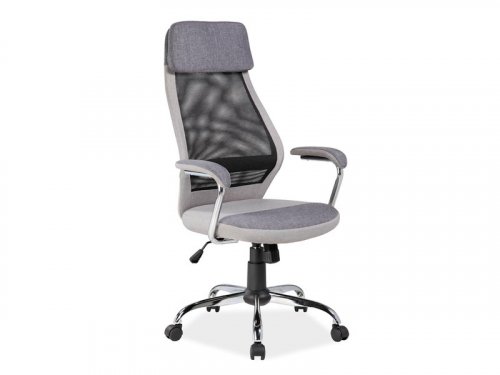 Q-336 Крісло офісне розмір 117-127// 47-57х50х65 см матеріал тканина колір сірий