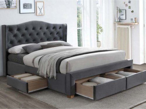 Двоспальне ліжко Signal Aspen Velvet II 160x200 сірий