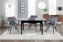 Стіл обідній Фієста (Чорний/Мармур Чорний)