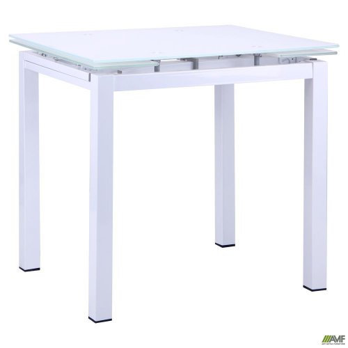 Стіл Корфу 800(1250)*650*770 База білий/Стекло білий