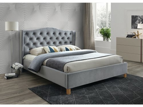 Двуспальная кровать Signal Aspen Velvet 160x200 серый ASPENV160SZD