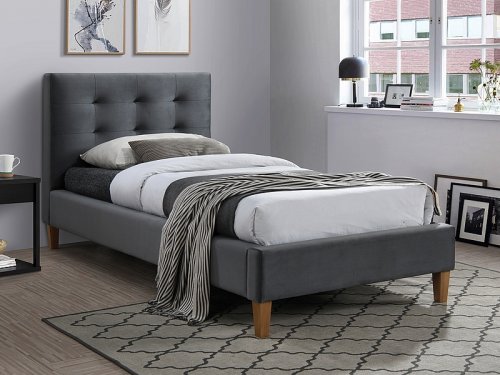 TEXAS VELVET Кровать односпальная  ткань цвет серый  90  BLUVEL 14
размер 90х200 см