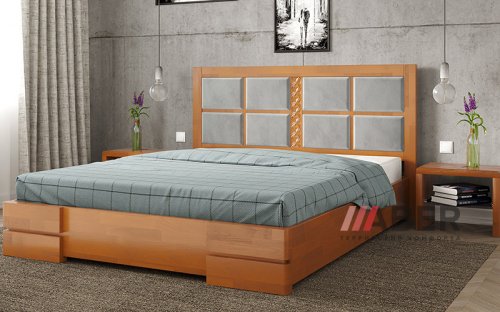 Ліжко дерев'яне Кардинал 2 з м'яким узголів'ям Arbor Drev 180х200 (180х190)
розмір 194х210х104 см
