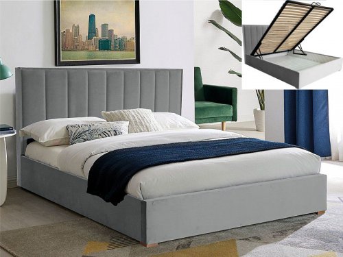 MARANI II VELVET Ліжко двомісна 140
розмір 140x200 KOLOR JASNY SZARY TAP. BLUVEL 03