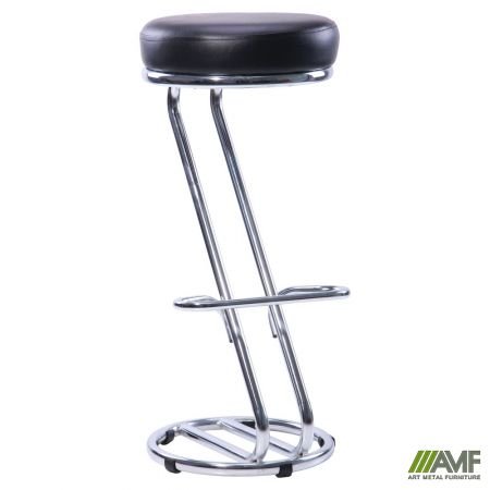 Барний табурет Art Metal Furniture Зета Хокер хром Кожзам черный (050228)