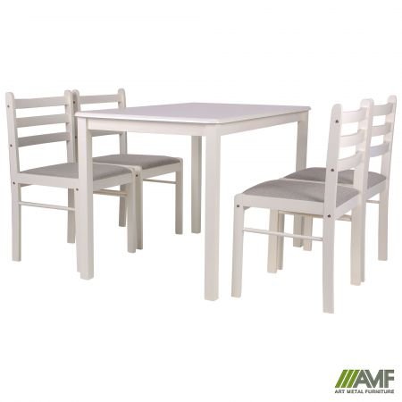 Комплект (нерозкладний стіл + 4 стільця) Art Metal Furniture Брауни белый шоколад/латте (544609)