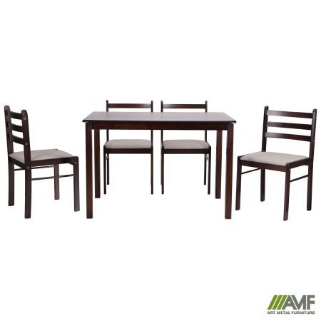 Комплект (нерозкладний стіл + 4 стільця) Art Metal Furniture Брауні темний шоколад/капучино (545388)