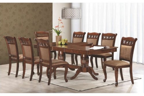 Стіл Женева 180-226х100 см горіх +8 стільців