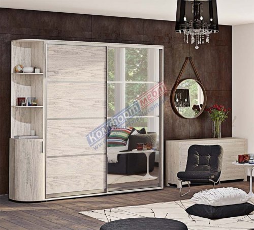 Шафа-Купе 1,0м З 4-х частин дводверна з зеркалом 1000х2100/2400