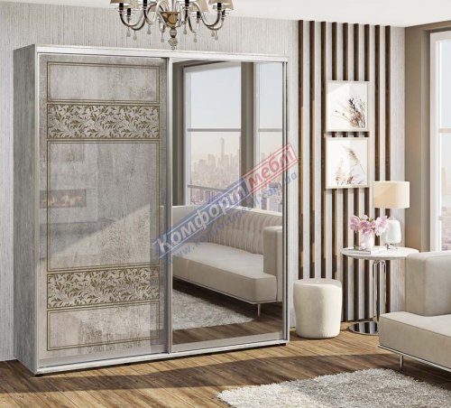 Шафа-купе 1,0м Валенсія фарбований високий глянець дводверний з дзеркалом 1000х2100/2400