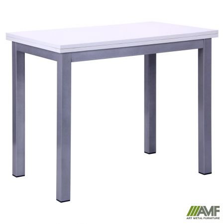 Стіл обідній розкладний Кадіс алюм/Меламін білий глянець КОД ТОВАРУ: 513636