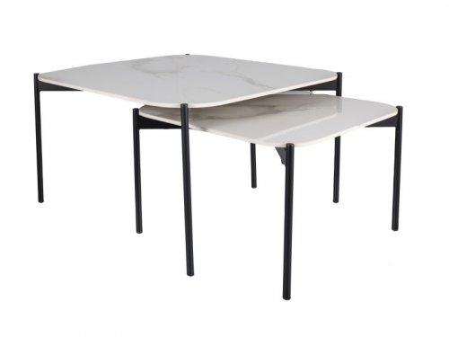 STEP Комплект столів журнальний ( 2 шт ) колір біло-чорний
розмір 80X80 60X60 см