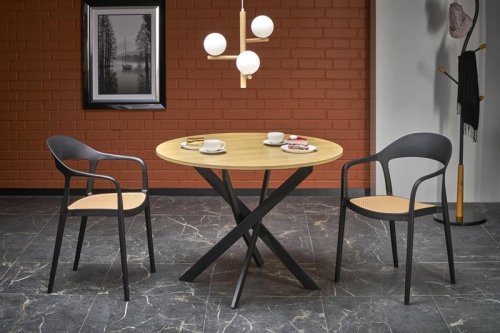 EDGAR Стол обеденный круглый цвет дуб золотой/ ноги черные
размер 100/76/55 cm