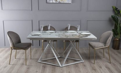 СТІЛ МІСТЕРІ РОЗКЛАДНИЙ ОБІДНІЙ 1600/2400Х900Х750 БІЛИЙ ГЛЯНЕЦЬ БІЛІ НОГИ