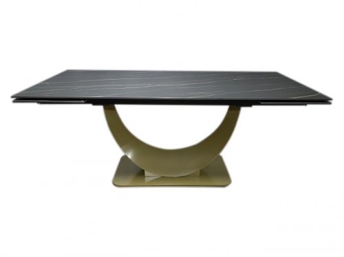 СТІЛ МУН ОБІДНІЙ РОЗКЛАДНИЙ 1800/2600X900X750 ЧОРНИЙ МАТ ЗОЛОТА НОГА
