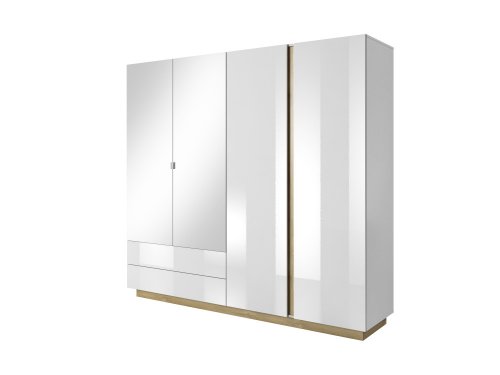 ШАФА ДЛЯ ОДЯГУ PERFECT HOME АРКО / ARCO 4-ДВЕРНА З ДЗЕРКАЛОМ 4D2S/220 БІЛИЙ ГЛЯНЕЦЬ/ДУБ ГРАНДСОН