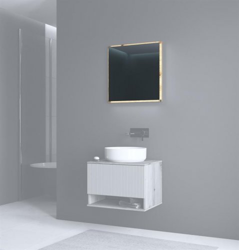 AVIOLA Дзеркало для ванної L80  +LED дуб
розмір 80/60/3,6 cm