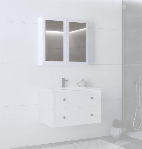 TORETO Шафка з дзеркалом SLU 80 колір білий МДФ
розмір  80/15/70 cm