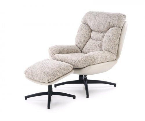 KRONOS Крісло для відпочинку з пуфом тканина колір бежевий
розмір  78/90/98/46 cm, пуф  48/40/44 cm