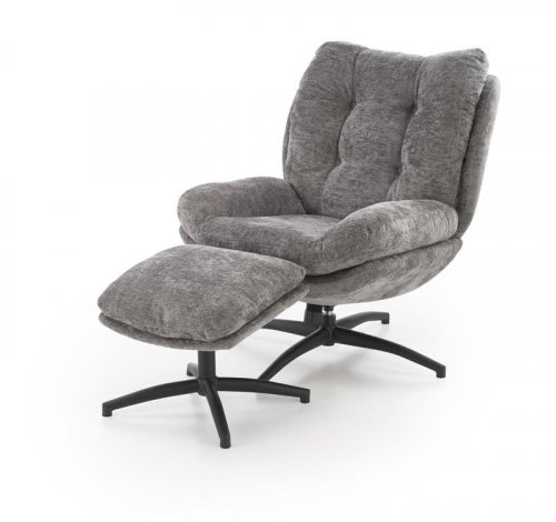 PESTO Крісло з пуфом , з функцією колиски, тканина  колір сірий
розмір 76/92/96/48 cm
