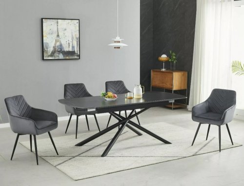 Стіл обідній розсувний Vector 160 Signal чорний мармур/чорний мат VECTORC160