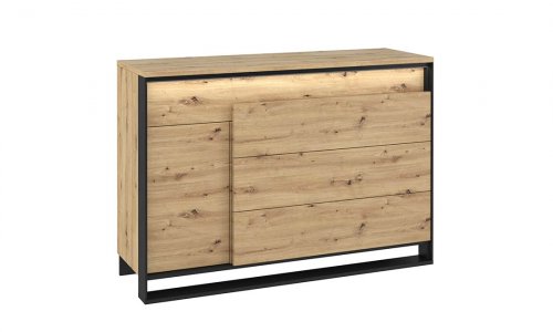 Комод 4Ш1Д Квант дуб артизан/чорний з підсвіткою
