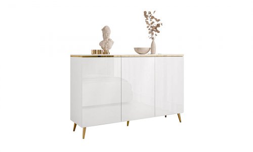 Комод Моніка 3Д білий глянець/золото