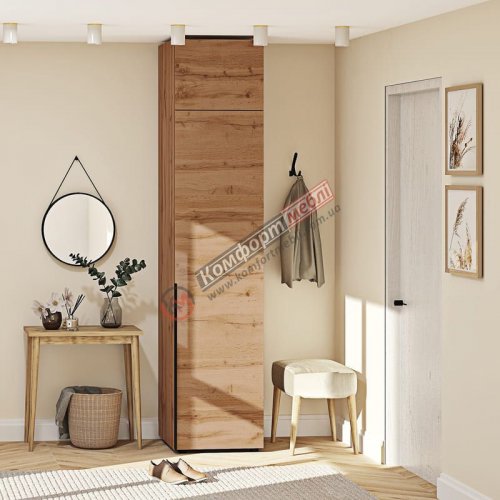 Пенал Flex 50 см ДСП фасад Дуб золотий в прихожу
Розміри:
Ширина - 500 мм
Висота - 2070 мм (2500 мм з антресоллю)
Глибина - 570 мм
Матеріал корпуса - ДСП, по краю обклеєний крайкою ПВХ.
Матеріал фасада - ДСП, по краю обклеєний крайкою ПВХ.