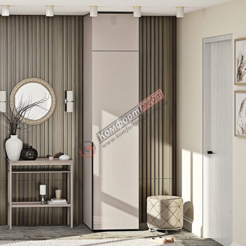 Вузька шафа Flex 400 мм з ДСП фасадами Кашемір в коридор
Розміри:
Ширина - 400 мм
Висота - 2070 мм (2500 мм з антресоллю)
Глибина - 570 мм
Матеріал корпуса - ДСП, по краю обклеєний крайкою ПВХ.
Матеріал фасада - ДСП, по краю обклеєний крайкою