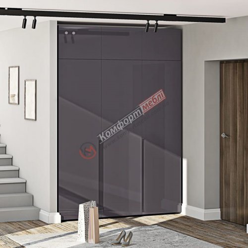 Вбудована шафа Flex 1.5 м з фарбованого МДФ Графіт світлий
Розміри:
Ширина - 1500 мм
Висота - 2070 мм (2500мм з антресолями)
Глибина - 570 мм
Матеріал корпуса - ДСП, по краю обклеєний крайкою ПВХ.
Матеріал фасада - фарбований МДФ 16 мм з інтег