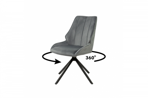 Стілець Спінер з поворотним механізмом (велюр сірий) 360 град