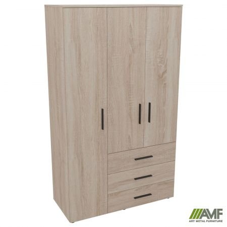 Шафа гардеробна City 3-х дверна 3 шухляди ліва (1120х500х1930Н) Дуб Сонома Код товару: 221936
