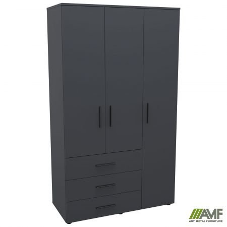 Шафа гардеробна City 3-х дверна 3 шухляди права (1120х500х1930Н) Антрацит Код товару: 221939