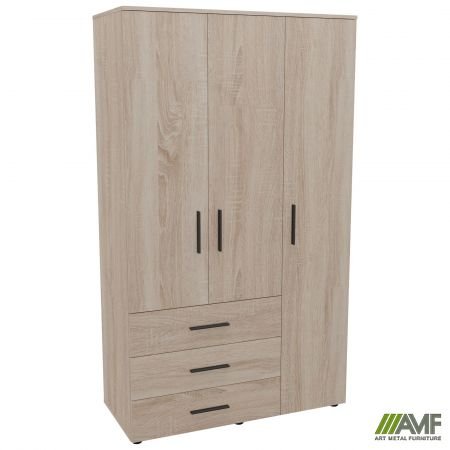 Шафа гардеробна City 3-х дверна 3 шухляди права (1120х500х1930Н) Дуб Сонома Код товару: 221942