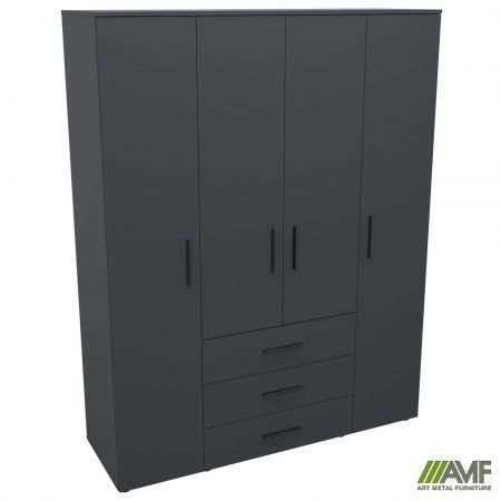 Шафа гардеробна City 4-х дверна 3 шухляди (1500х500х1930Н) Антрацит Код товару: 221945
