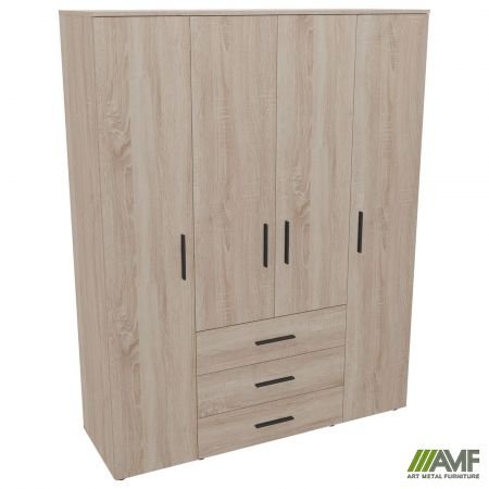 Шафа гардеробна City 4-х дверна 3 шухляди (1500х500х1930Н) Дуб Сонома Код товару: 221948