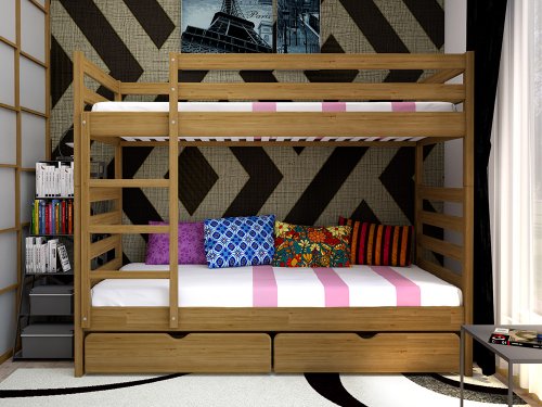 Трансформер 1 ліжко дитяче двохярусне 90х200 бук