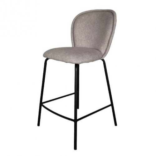 Стілець напівбарний Сімпл тканина світло-сіра ноги метал чорні
