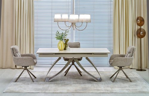 Стіл обідній розсувний HILARIO HALMAR світлий травертін/кашемір
розмір 180-260/90/75/125 cm