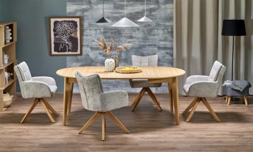 Стіл розкладний HALMAR MAGNUS 120-200/120 см, дуб натуральний матовий