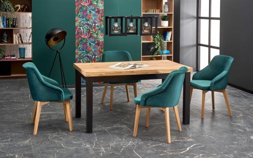 Стіл розкладний HALMAR TIAGO 140-220/80 стільниця дуб крафт, ніжки чорний
розмір 140-220/80/76 cm