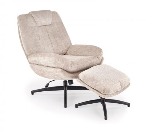 Крісло з підставкою для ніг HALMAR DECLAN бежевий, тканина CREMONA 14