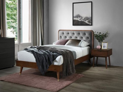 Ліжко HALMAR CASSIDY 120 сірий / горіх