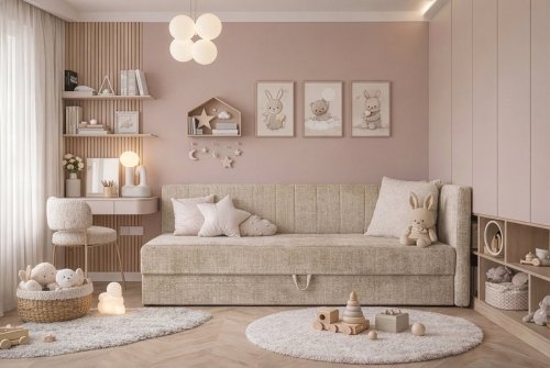 Ліжко HALMAR RICKY 90 з спальним місцем та вбудованим матрацом, бежевий