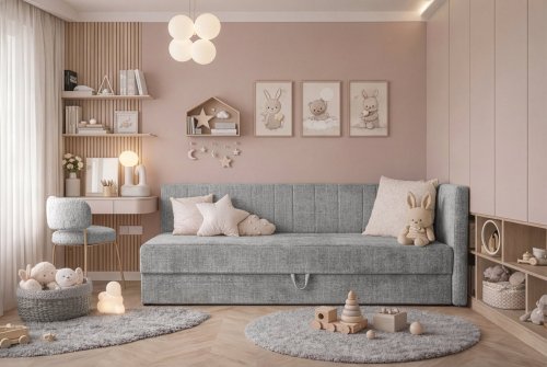 Ліжко HALMAR RICKY 90 зі сховищем для постільної білизни та вбудованим матрацом, сірий