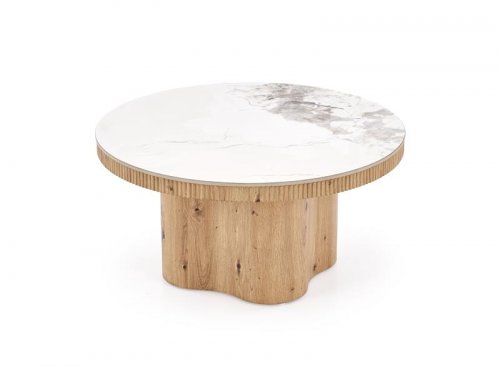 Журнальний столик HALMAR MAGNUM білий мармур 80см